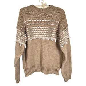 Elsamanda Anthro Sweater Women's L Tan White Alpaca Blend Casual Gorpcore NWT